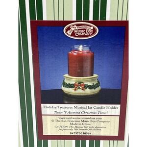 San Francisco Music Box Christmas‎ Musical Jar Candle Holder 8 Songs Base Only